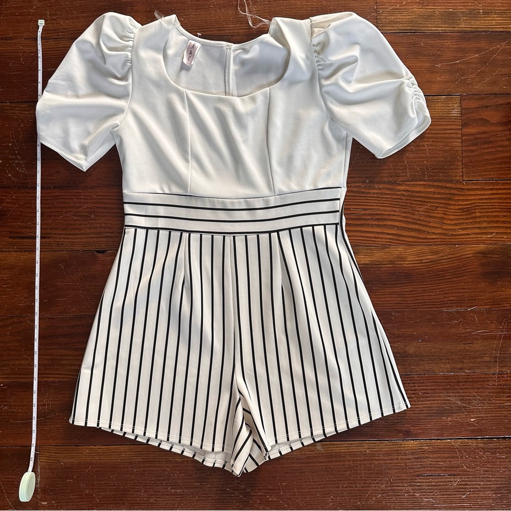 Black and White Striped Nautical Jumpsuit